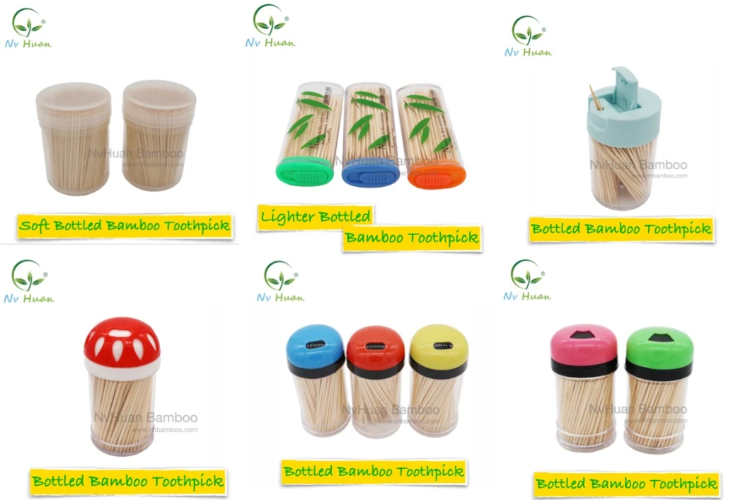Cello Individual Wrap Bamboo Toothpick with Plastic Jar Dispenser Container Bottle Holder