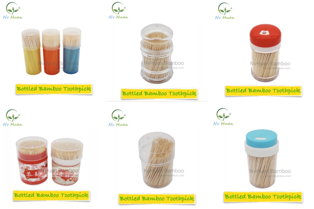 Cello Individual Wrap Bamboo Toothpick with Plastic Jar Dispenser Container Bottle Holder