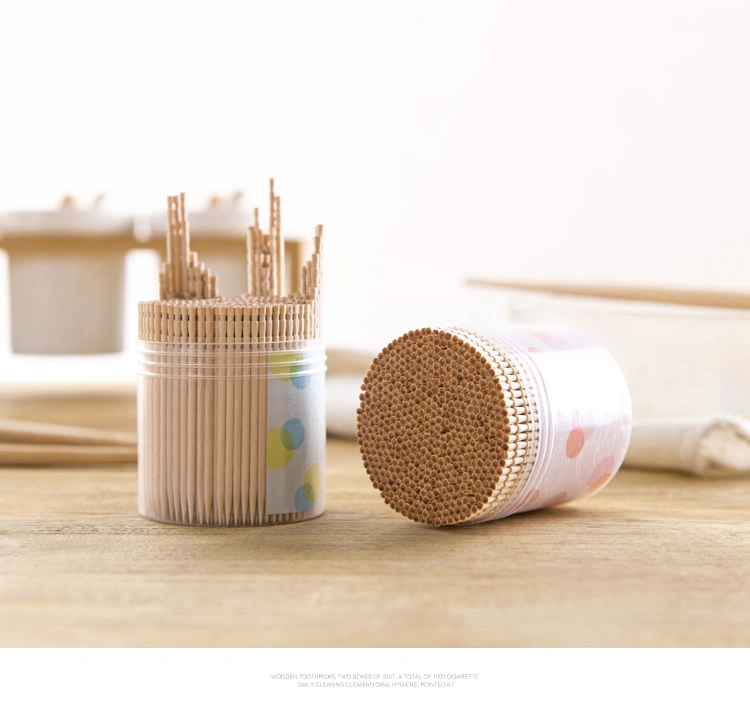 Wholesale Disposable Paper Wrapped Plastic Jar Bottles Individual Packing Bamboo Wooden Toothpicks