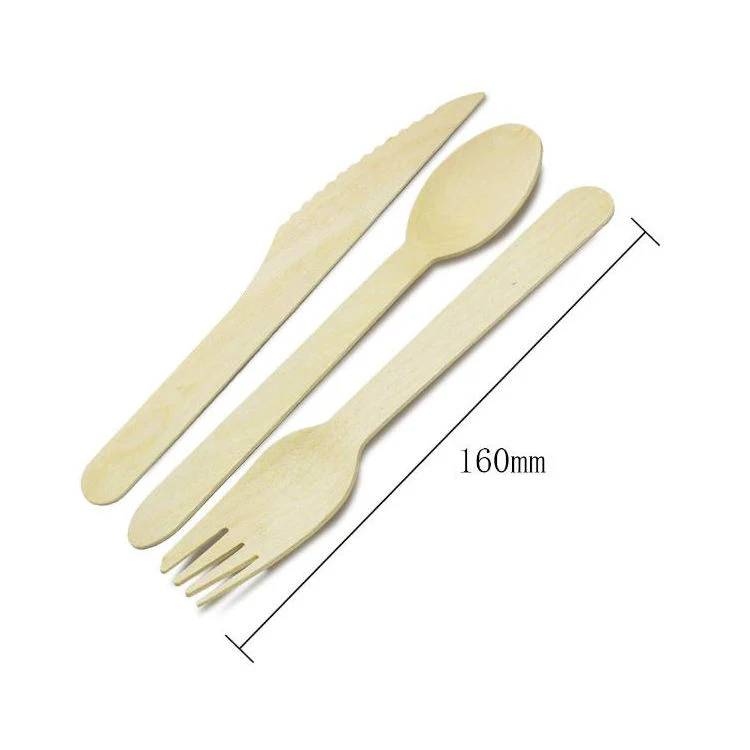 Wholesale Custom Disposable Wooden Bamboo Biodegradable Cutlery Set Knife Fork Spoon