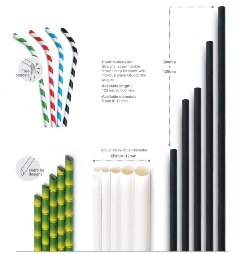 Hor Sale Reusable Party Use Stripe Paper Straw for Drink