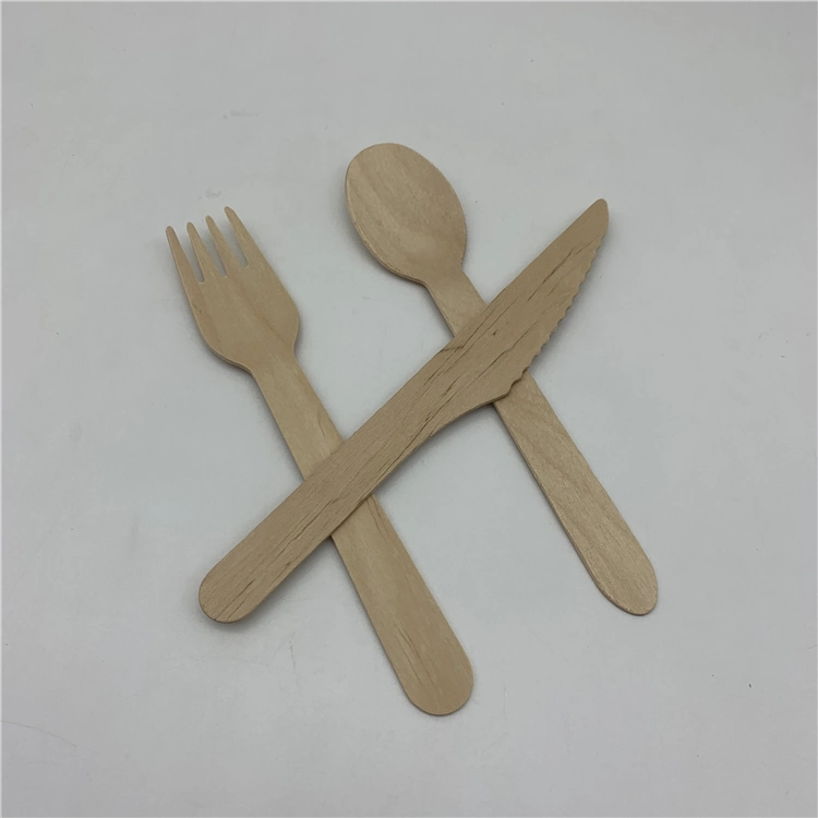 Disposable Wooden Spoons and Fork Environmentally Friendly Biodegradable Wood Tableware Cutlery Set