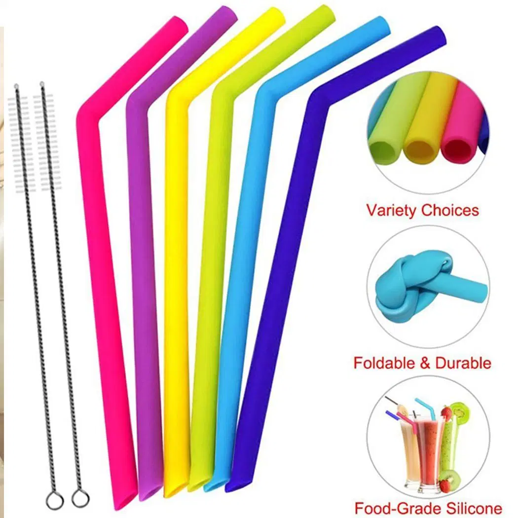 Foldable Drinking Straws Silicone Bent Straight Drinks Straw Kitchen Tool Party Supplies
