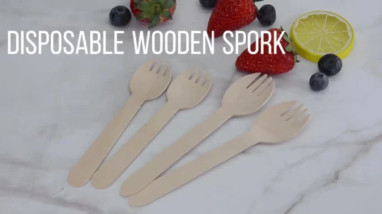 Biodegradable Birch Wooden Disposable Spoon Fork Spork