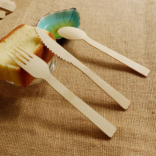 Biodegradable Bamboo Spoon Fork Knife Bamboo Cutlery Bamboo Knife