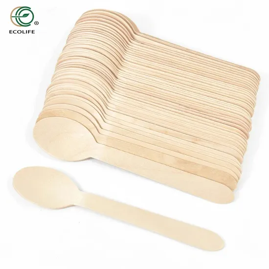 Disposable Wood Spoon Birch Biodegradable Wooden Cutlery Manufacturer Biodegradable Disposable Cutlery Wooden Spoon and Fork Set