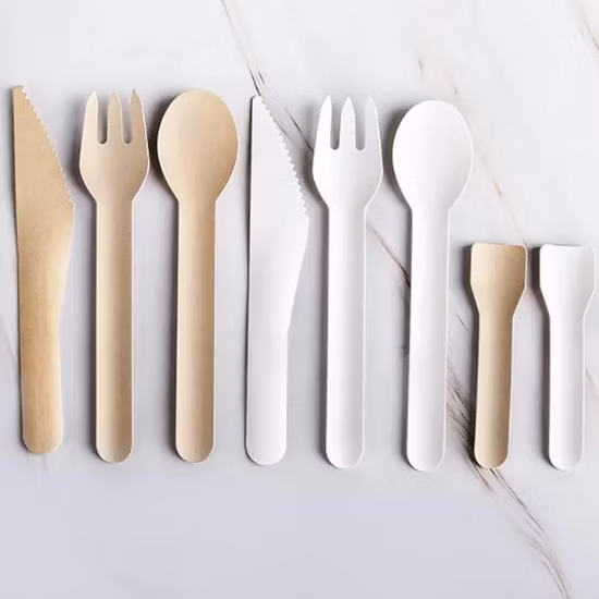 New Arrival Food Grade Biodegradable Paper Fork Knives Spoon Disposable Bagasse Cutlery for Takeout Travel Camping Picnic