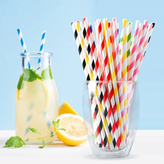 Eco Friendly Diner Bar Party Striped Paper Drinks Straws