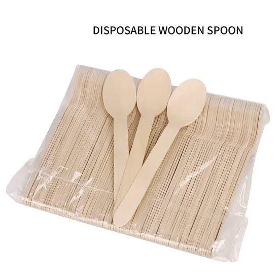 Birch Wood Individual Package Elegant Wooden Knife Fork Spoon Disposable Pack Logo