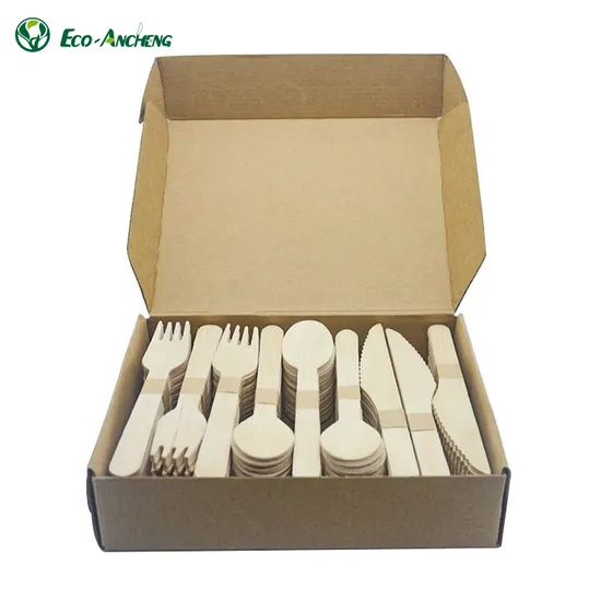 Cheap Wholesale 100 Forks 100 Spoons 100 Knives Wooden Cutlery Disposable 6