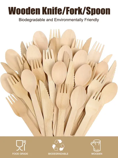 125mm Fast Shipping Birch Wooden Fork Disposable Utensils for Outdoors and Parties