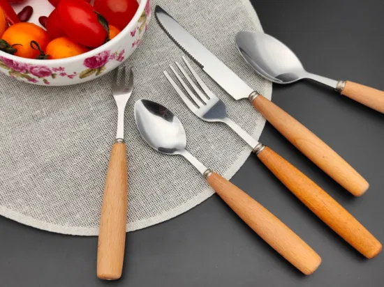 New Design Stainless Steel Cutlery with Real Wood Handle and Alunium Rivets Wholesale Cutlery Set