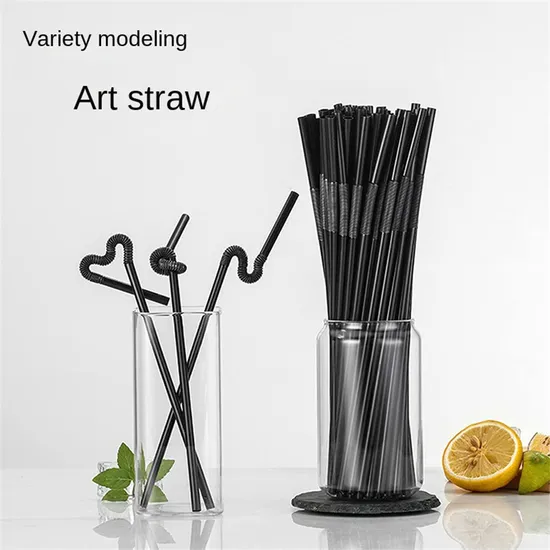 Wholesale Color Disposable Art Straw Juice Drink Bent Straw Party Disposable PP Plastic Straw 