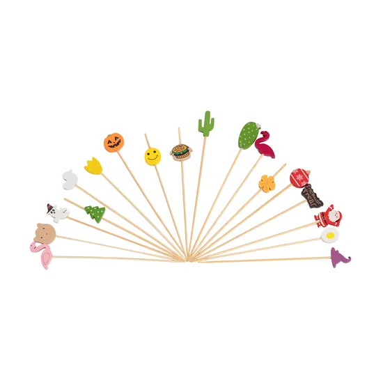 100PCS Disposable Wooden Skewers Buffet Food Fruit Forks Bamboo Cocktail Picks Wedding Birthday Party Supplies 
