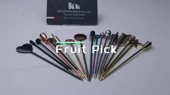 Factory Direct Wholesale Custom Logo Cocktail Pick Metal Party Stick Fruit Pick Stainless Steel Metal Martini Cocktail Food Picks for Deacon Giles 