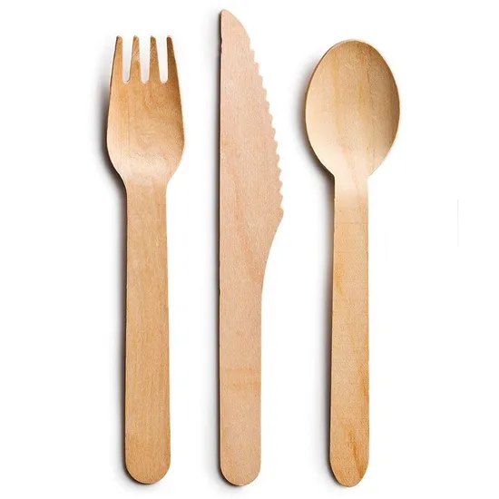 Bulk Sale Biodegradable Disposable Party Use Wooden Knife Fork Spoon Hot Sell Travelling Disposable Biodegradable Cutlery Wooden Fork 