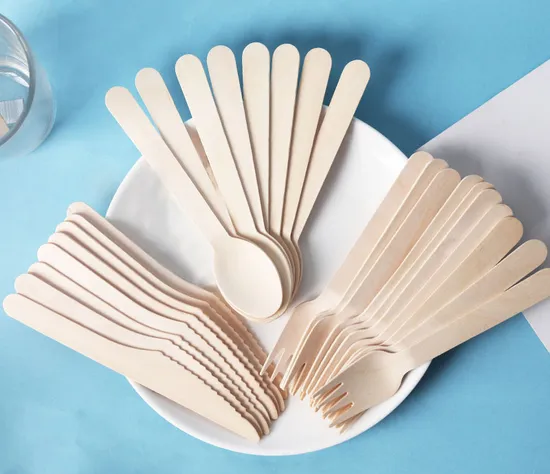 Bamboo Utensils Contains Bamboo Spoon, Knife, Fork Disposable Compostable Biodegradable Wooden Bamboo Utensils 