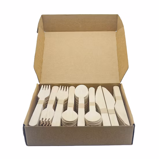 Wholesale Custom Disposable Wooden Bamboo Biodegradable Cutlery Set Knife Fork Spoon