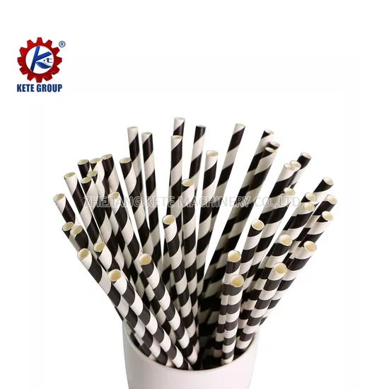 Drink Tubes Party Black Stripe Jumbo Straws for Boba Drinks Bubble Tea Paper Straws 