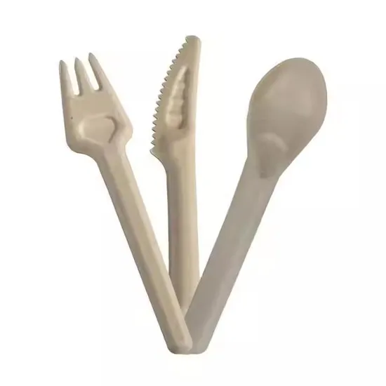 Compostable Sugarcane Bagasse Flatware Biodegradable Sugarcane Paper Cutlery Disposable Tableware Fork Spoon Knife 