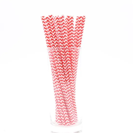 White Red Stripe Disposable Tableware Paper Party Drink Straws Wedding Birthday Party Decorations Kids Party Supplies 