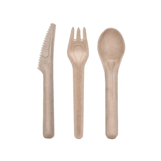 Pfas Free Biodegradable Sugarcane Bagasse Pulp Cutlery Sets Compostable Cutlery Knife Fork Spoon Eco Friendly Cutlery Set 