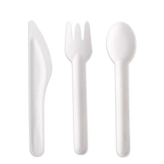 Compost Disposable Sugarcane Knife Fork Spoon Bagasse Cutlery 