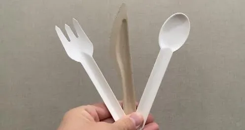 Sugarcane Bagasse Disposable Cutlery Set Knife Fork Spoon 