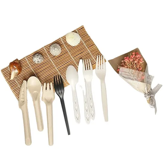 Wholesale Silverware Sugarcane Bagasse Biodegradable Cutlery Cpla Compostable Flatware Eco Friendly Utensil Set 