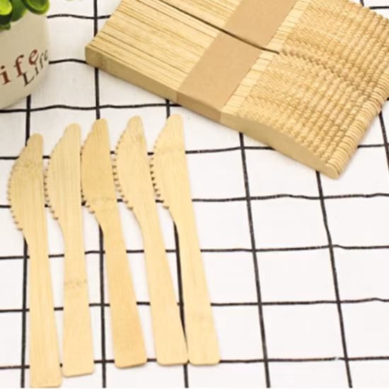 100% Natural Disposable Bamboo Cutlery 170mm Length Bamboo Knife Custom Printing for Restaurant