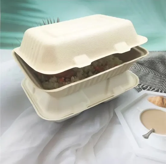 Disposable Takeout Sugarcane Food Containers Clamshell 