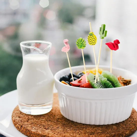 100 PCS/Pack Wooden Cat Fork Bamboo Skewers Cute Disposable Fruit Skewers Fashionable Decorative Snack Manufacturers Wholesale 