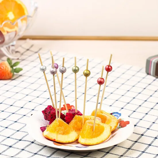Creative Cute Bamboo Fruit Sticks Bar Party Wedding BBQ Food Stick Decorated Bamboo Food Fruit Picks 